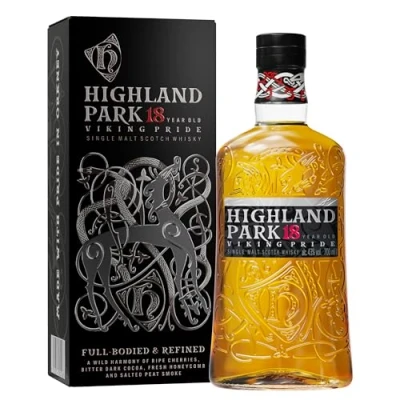 Abbildung von Highland Park 18 Jahre Viking Pride Single Malt Scotch Whisky intensiver Whisky, Lagerung in Ex Sherry Fässern, der Stolz Wikinger 43% Vol. 700ml Einzelflasche