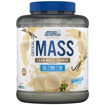 Abbildung von Applied Nutrition Mass Gainer Critical Professional Protein Pulver für die Gewichtszunahme, Hochkalorischer Weight Gainer, Reine Muskelmasse (2.4kg (Pack of 1), Vanilla)