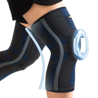 Abbildung von CAMBIVO 2 X Knieschoner Kniestütze, Komprimierte Kniebandage mit Patella Gel Pads &amp; Feder Seitenstabilisatoren, Medizinischer Knieschützer für Laufen, Meniskusriss, Arthritis, Gelenkschmerzlinderung