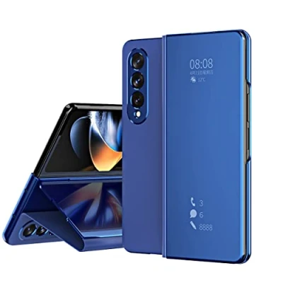 Abbildung von BoerHang Hülle für Samsung Galaxy Z Fold 4 Handyhülle, Smart Clear View Cover, Standing Case, Durchscheinender 360 Schutz.(Blau)