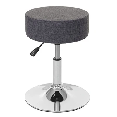 Abbildung von Mendler Hocker HWC C22, Sitzhocker Schminkhocker, höhenverstellbar Ø 35cm Textil, grau
