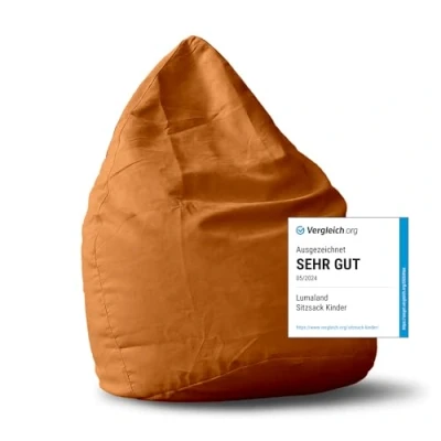 Abbildung von Lumaland Sitzsack Luxury 60x45cm Microvelours Beanbag mit extra weichem &amp; robustem Stoff für Erwachsene Kinder Ideal geeignet Kinderzimmer Sessel Stuhl Bean Bag [Orange]