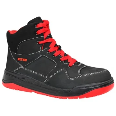 Abbildung von ELTEN Sicherheitsschuhe MAVERICK black red Mid ESD S3, Herren, Leder, Stahlkappe, leicht, sportlich, Schwarz, Größe: 44