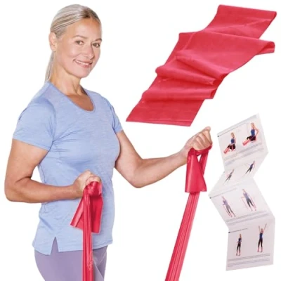 Abbildung von TheraBand Original Fitnessband 1,5m Resistance Band für Ganzkörpertraining, Kraft &amp; Flexibilität Ideal Physiotherapie, Fitness Sport Rot