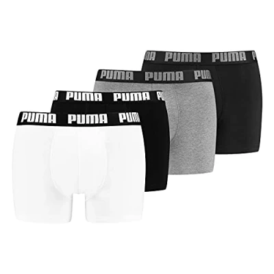Abbildung von PUMA Herren Boxershorts Shorts Unterhosen Everyday Boxer 4er Pack, Wäschegröße:XXL, Artikel: 002 White/Grey Melange