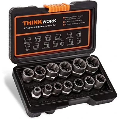 Abbildung von THINKWORK Schraubenausdreher Satz, 14 teiliges Schrauben und Muttern Entferner Set, Abisolierter Radmuttern zum Entfernen von beschädigten, gefrorenen, verrosteten