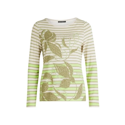 Abbildung von Betty Barclay Ringelt MIT Ubootausschnitt Langarmshirt, Damen, Größe: 36, Khaki green