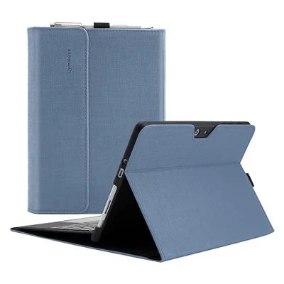 Abbildung von Qymaksom Hülle für Surface Go 4 (2023)/Surface 3 (2021)/ 2 2020 / 2018, Schutzhülle Tasche mit Multi Winkel, kompatibles Tastatur Cover Stifthalter hellblau