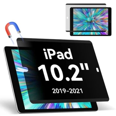 Abbildung von Magnetischer Blickschutzfilter Kompatibel Mit iPad 7./8./9.Generation(10.2Zoll,2019/2020/2021), Abnehmbar Anti Glare Blaulicht Privacy Screen Displayschutz Sichtschutz Bubble Free Wiederverwendbarer