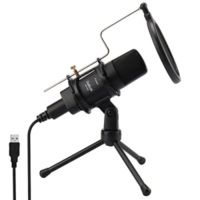 Abbildung von USB Mikrofon Kondensator Daffodil MCP200 Computer PC mit Popfilter, Schockbefestigung, Ständer, Popschutz für Streaming Podcasts Voice Over Skype Twitch Studio kompatibel Mac