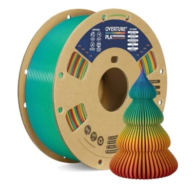 Abbildung von OVERTURE PLA+ Filamento 1.75mm, Toughness Enhanced PLA PLUS Roll, Professionale Tenacia, 1kg 2.2lbs (Sunset Rainbow)