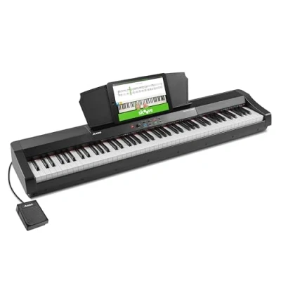 Abbildung von Alesis Recital Grand E Piano 88 Tasten mit Hammermechanik Gewichteten Volle Größe Klavier, Lautsprechern, Kopfhörerausgang, fünf Premium Stimmen, Klavier Lektionen Abo