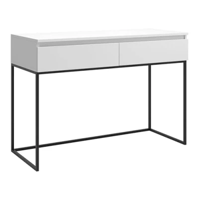 Abbildung von Selsey Schreibtisch Computertisch Bürotisch Mit 2 Schubladen Metallrahmen 120 x 50 80 cm Weiß Schwarzen Beinen