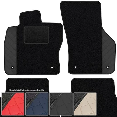 Abbildung von moto MOLTICO Fußmatten Auto Velours Autoteppiche Schwarz Automatten Set 4 teilig Auffälliges Design passend für VW T ROC Seat Ateca Skoda Karoq ab 2016 (Schwarzes Muster)