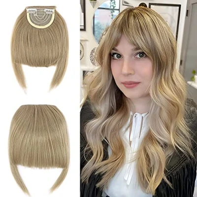 Abbildung von Elailite Clip in Pony Haarteil, 30g 20cm Fringe Bangs Extension Front Hair, Haarverlängerung Haarteile Natürliche Wirkung Mittelblond