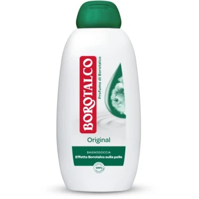 Abbildung von Borotalco Original Duschbad, Duschgel mit Borotalkum Duft, Formel feuchtigkeitsspendenden Mitteln, Effekt auf der Haut, dermatologisch getestet, 600 ml Flasche