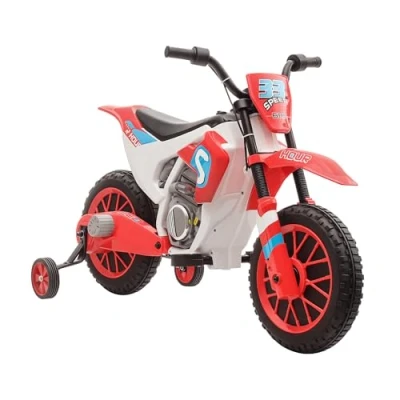 Abbildung von HOMCOM Elektro Kindermotorrad Elektrofahrzeug mit 2 abnehmbaren Stützrädern für Kinder ab 3 Jahre, Belastbarkeit 30 kg, (1 tlg), inkl. Akku und Ladegerät