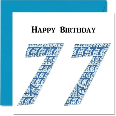 Abbildung von Lustige Geburtstagskarte zum 77. Geburtstag für Männer Shapecloud Happy Birthday Karte Vater, Mutter, Großvater, Oma, Onkel, Tante, 145 mm x Grußkarten,