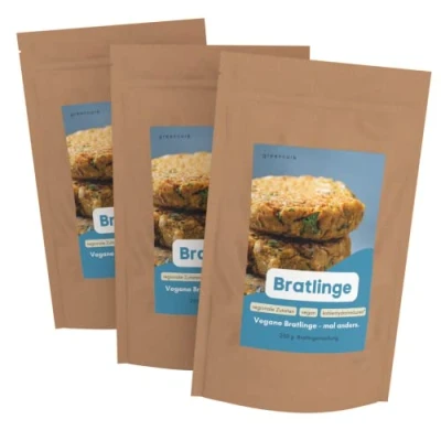 Abbildung von Greencarb® Bratlingsmischung (3x 250g) Bratlinge Lower Carb Brot und Bratmischung Nur 4,06 g Kohlenhydrate auf 100 Vegane Ballaststoffreich