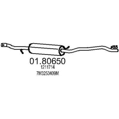 Abbildung von MTS 01.80650 Mittelschalldämpfer 2120 VOLKSWAGEN: Sharan I, FORD: Galaxy Mk1 MPV, SEAT: Alhambra I