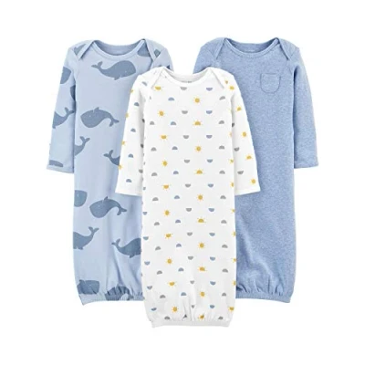 Abbildung von Simple Joys by Carter&#039;s Baby Jungen 3 Pack Cotton Sleeper Gown Tragbare Decke, Heide/Streifen/Wale, 0 Monate (3er Pack)