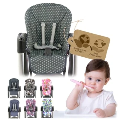 Abbildung von BAMBINIWELT Sitzkissen Ersatzbezug Kissen Bezug für Peg Perego Tatamia (Sterne dunkelgrau)