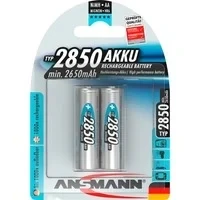 Abbildung von ANSMANN Akku AA Typ 2850mAh NiMH 1,2V Mignon Batterien wiederaufladbar, mit hoher Kapazität ideal für hohen Strombedarf wie Kamera, Foto Blitz, Taschenlampe, Controller (2 Stück)
