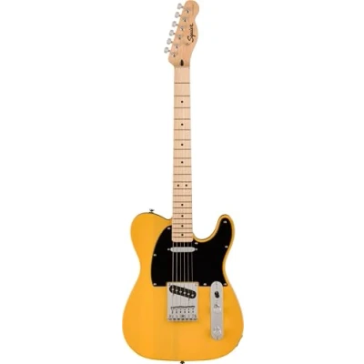 Abbildung von Squier by Fender Sonic Telecaster, E Gitarre, Ahorngriffbrett, Schwarze Schlagplatte, Butterscotch Blonde