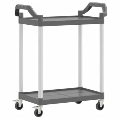 Abbildung von vidaXL Küchenwagen Rollwagen mit 2 Etagen Grau 81x41x92 cm Aluminium