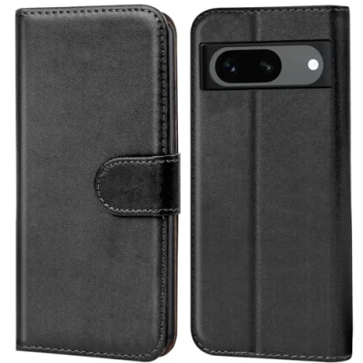 Abbildung von Verco Handyhülle für Google Pixel 8a Hülle, Bookcase Tasche Flipcover Case [Kartenfächer/Aufstellfunktion], Schwarz