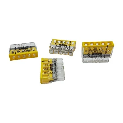 Abbildung von 50 Stück Wago 2273 205 COMPACT Verbindungsdosenklemme Ø 0,5 2,5 mm², 5 polig, transparent/gelb
