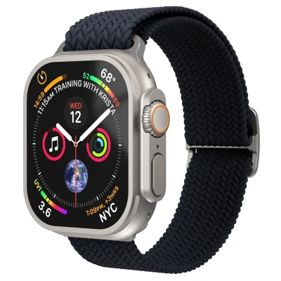 Abbildung von VONMÄHLEN Woven Loop Geflochtenes Nylonarmband, stufenlos verstellbar, schweiß und wasserabweisend, kompatibel mit Apple Watch Navy