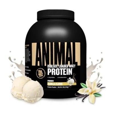 Abbildung von Universal Nutrition ANIMAL Whey Protein Pulver Vanille Proteinpulver für Shake &amp; Muskelaufbau, Isolate Eiweißpulver, 2.3 kg