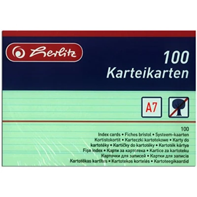 Abbildung von Herlitz Karteikarten DIN A7 liniert bunt sortiert (200 Karten, Grün)