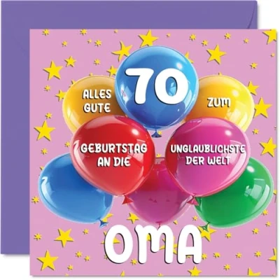 Abbildung von Stuff4 70. Geburtstagskarte Oma Unglaublichsten der Welt Geburtstagskarten für 70 Jahre von Enkelin Enkel, 145mm Geburtstag Glückwunschkarten