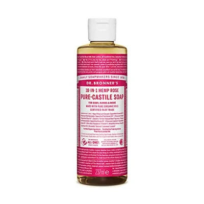 Abbildung von Dr. Bronner&#039;s Bio 18 in 1 Hanf Rose Pure Castile Flüssigseife, 237 ml