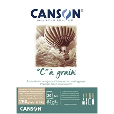 Abbildung von CANSON &quot;C&quot; à grain Block, DIN A3, 30 Blatt, 250 g/m², Ockergelb meliert, leicht gekörnt