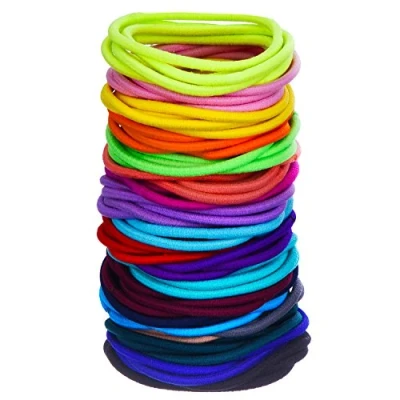 Abbildung von 100 Stück Haar Elastische Haargummi Pferdeschwanz Halter Haarband (Mehrfarbig)