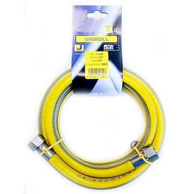 Abbildung von Flexible Gasleitung 1 mt 1/2 FF Stahl nach EN 15266 für Kochfeld/Küche Uniroll