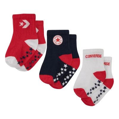 Abbildung von Converse LOGO Infant Toddler Quarter 3 PACK Unisex Socken für Kinder, Größe: 16 17, Enamel red