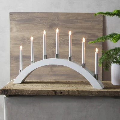 Abbildung von STAR TRADING LED Schwibbogen 7 flammig, Holz, weiß, L670mm