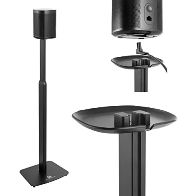 Abbildung von Maclean MC 896 Lautsprecher Bodenständer Kompatibel mit Sonos One und SL Ständer Standfuß Kabelmanagement Halterung Höhenverstellbar von 70 bis 127cm (1)