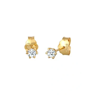 Abbildung von Elli DIAMONDS Ohrringe Damen Ohrstecker Klassisch Solitär mit Diamant (0.22 ct.) in 585 Gelbgold