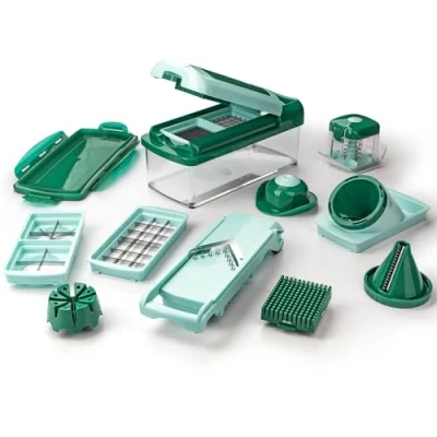 Abbildung von Genius Gemüseschneider Nicer Dicer Fusion Smart Gemüsehobel manuell, Julietti Spiralschneider für Juliennes, Würfel