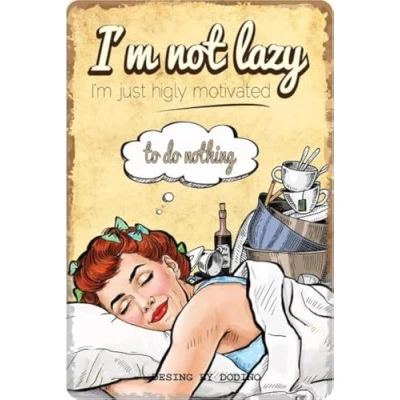Abbildung von DODINO 20x30cm, I AM NOT LAZY. Metallschild, nostalgic Vintage retro stil, motiv, Einweihungsgeschenk Wohnung für Freunde und Familie Schild
