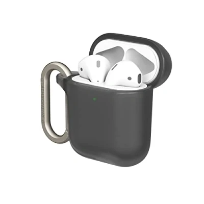 Abbildung von RhinoShield AirPods Case mit Karabiner kompatibel Apple [AirPods Series 2/1] Fallschutz in Militärqualität, Kratzfest, kabelloses Aufladen [Klassik Schwarz, Standard Set]
