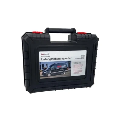 Abbildung von LASIPROFI Ladungssicherungskoffer Werkzeug Set zur Ladungssicherung in Kleintransportern. Erfüllt gesetzliche Anforderungen, ideal für Paketdienste und gewerbliche Transporte Inhalt: 34 Teile
