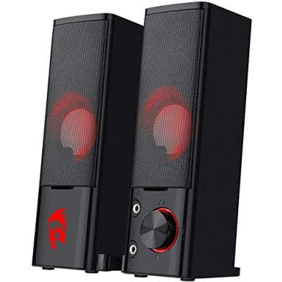 Abbildung von Redragon PC Gaming Lautsprecher, 2.0 Kanal Stereo Desktop Computerlautsprecher Mit Roter Hintergrundbeleuchtung, Hochwertigen Bässen und Kristallklarem Klang, Stromversorgung über USB (Rot GS550)