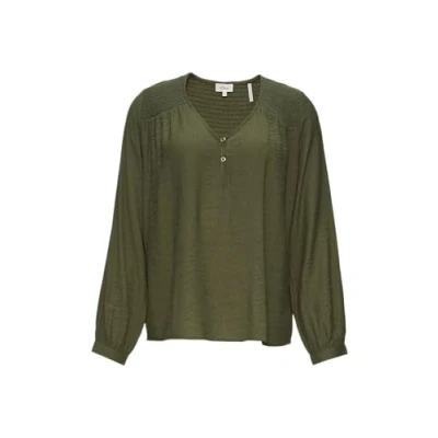 Abbildung von s.Oliver MET Gesmokte Details Bluse, Damen, Größe: 40, Olivgrün