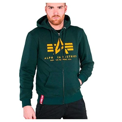 Abbildung von Alpha Industries Basic Hoody Sweatjacke, Herren, Größe: Small, Dark petrol